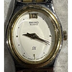Seiko V401-5101 Gold Tone Quartz Analog Women's Watch New Battery 18MM A